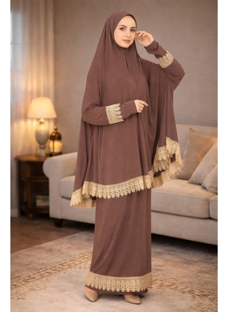 OLUDENIZ Women’s Two-Piece Prayer Dress – Cool Lycra Fabric – Full Modest Coverage – Fits Most Sizes – Turkish Quality – Perfect Gift Option - Image 1